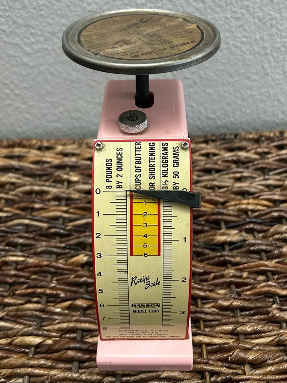 HANSON Vintage Recipe Scale Model 1308 Weighs Up To 8 Pounds 1948 With Sticker